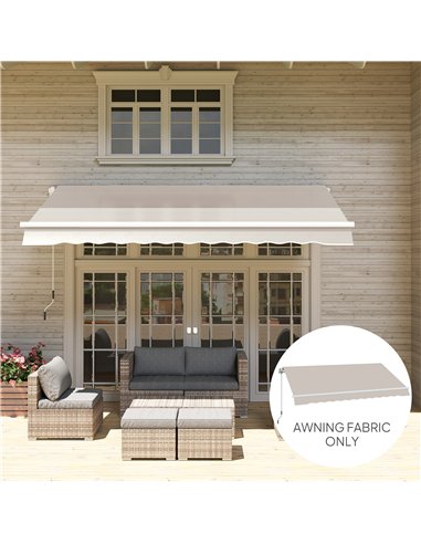 Outsunny Awning Replacement Canopy, Water Resistant UPF 50+ Sun Shade Cover for 3 x 2.5 m Garden Awning (Fabric Only), Cream Whi