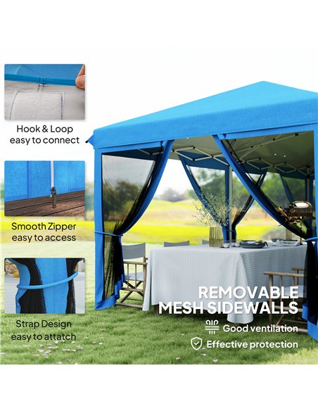 Outsunny 3 x 6m Pop Up Gazebo, Outdoor Canopy Shelter, Marquee Party Wedding Tent with 6 Mesh Walls and Carry Bag, Blue - pic 151077 | FastDaddyshop