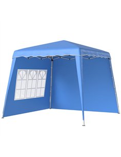Outsunny 2.4 x 2.4m Two Wall Pop Up Gazebo - Blue