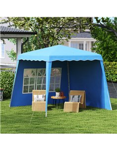 Outsunny 2.4 x 2.4m Two Wall Pop Up Gazebo - Blue 2