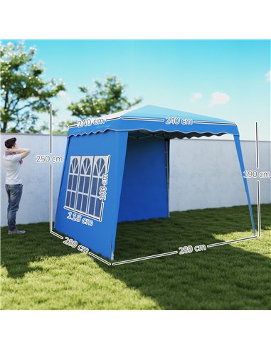 Outsunny 2.4 x 2.4m Two Wall Pop Up Gazebo - Blue