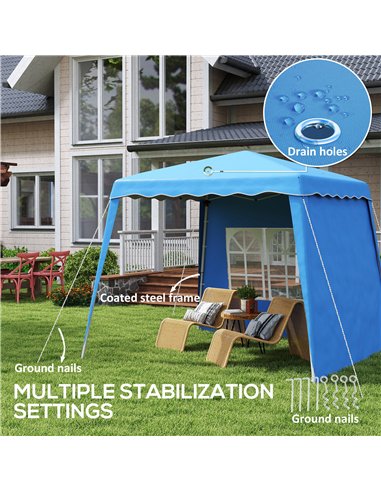 Outsunny 2.4 x 2.4m Two Wall Pop Up Gazebo - Blue