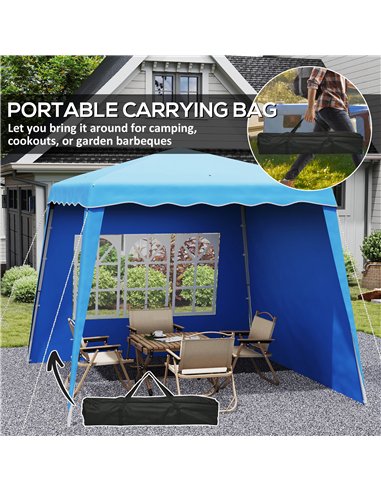 Outsunny 2.4 x 2.4m Two Wall Pop Up Gazebo - Blue