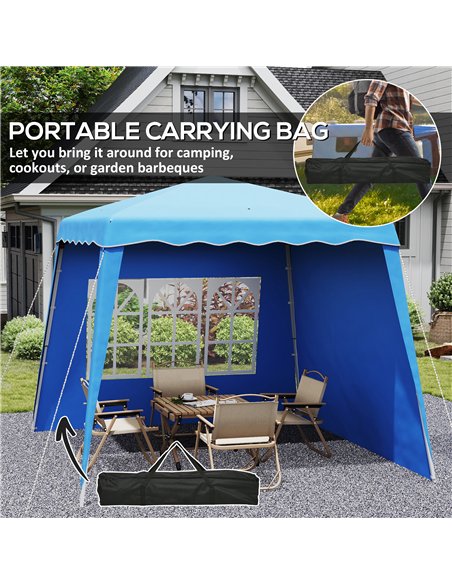 Outsunny 2.4 x 2.4m Two Wall Pop Up Gazebo - Blue - pic 151088 | FastDaddyshop