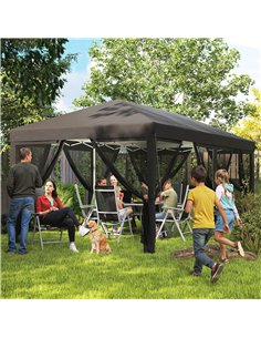 Outsunny 3 x 6m Pop Up Gazebo, Outdoor Canopy Shelter, Marquee Party Wedding Tent with 6 Mesh Walls and Carry Bag, Black 2