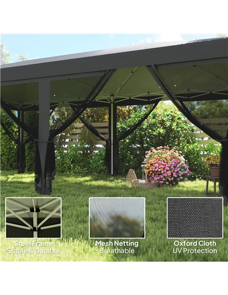 Outsunny 3 x 6m Pop Up Gazebo, Outdoor Canopy Shelter, Marquee Party Wedding Tent with 6 Mesh Walls and Carry Bag, Black - pic 151093 | FastDaddyshop