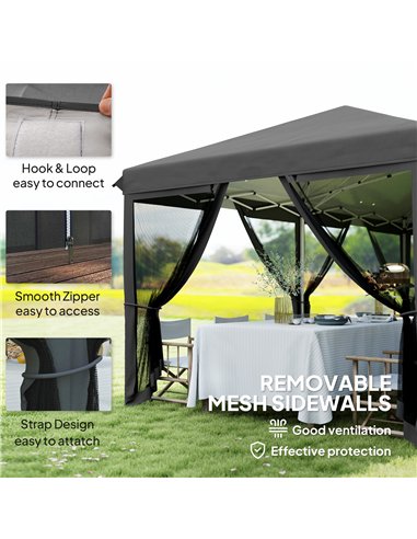 Outsunny 3 x 6m Pop Up Gazebo, Outdoor Canopy Shelter, Marquee Party Wedding Tent with 6 Mesh Walls and Carry Bag, Black