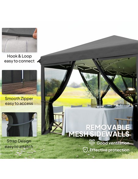 Outsunny 3 x 6m Pop Up Gazebo, Outdoor Canopy Shelter, Marquee Party Wedding Tent with 6 Mesh Walls and Carry Bag, Black - pic 151095 | FastDaddyshop