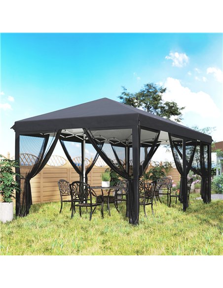 Outsunny 3 x 6m Pop Up Gazebo, Outdoor Canopy Shelter, Marquee Party Wedding Tent with 6 Mesh Walls and Carry Bag, Black - pic 151098 | FastDaddyshop