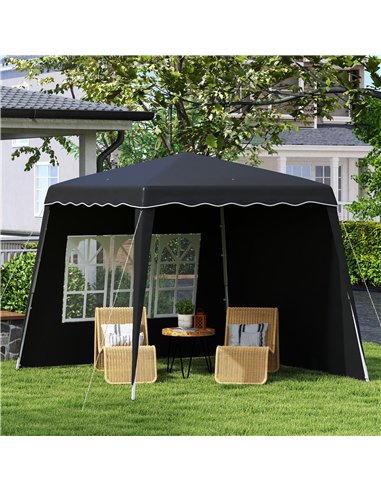 Outsunny 2.4 x 2.4m Two Wall Pop Up Gazebo - Black