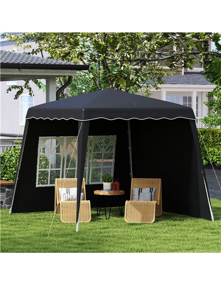 Outsunny 2.4 x 2.4m Two Wall Pop Up Gazebo - Black - pic 151100 | FastDaddyshop