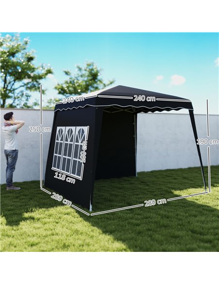 Outsunny 2.4 x 2.4m Two Wall Pop Up Gazebo - Black - pic 151101 | FastDaddyshop