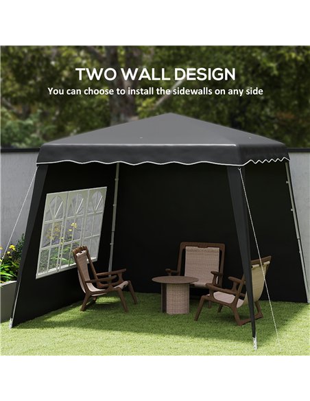 Outsunny 2.4 x 2.4m Two Wall Pop Up Gazebo - Black - pic 151102 | FastDaddyshop