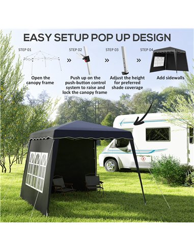 Outsunny 2.4 x 2.4m Two Wall Pop Up Gazebo - Black
