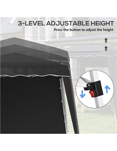 Outsunny 2.4 x 2.4m Two Wall Pop Up Gazebo - Black