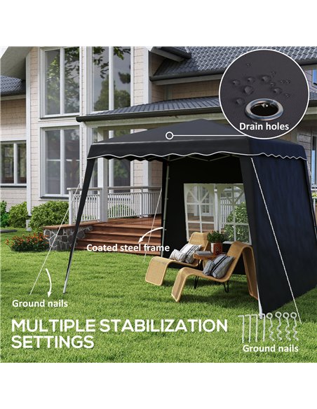 Outsunny 2.4 x 2.4m Two Wall Pop Up Gazebo - Black - pic 151105 | FastDaddyshop