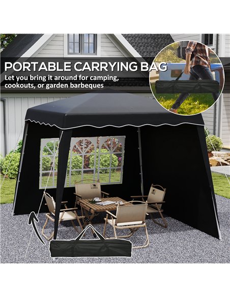 Outsunny 2.4 x 2.4m Two Wall Pop Up Gazebo - Black - pic 151106 | FastDaddyshop