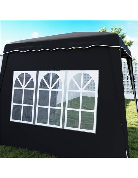 Outsunny 2.4 x 2.4m Two Wall Pop Up Gazebo - Black - pic 151107 | FastDaddyshop
