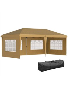 Outsunny 3 x 6m Pop-Up Gazebo, with Removable Walls -  Khaki