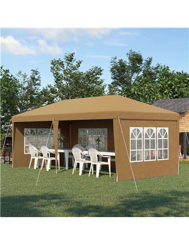 Outsunny 3 x 6m Pop-Up Gazebo, with Removable Walls -  Khaki