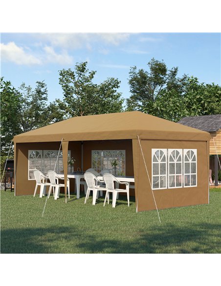 Outsunny 3 x 6m Pop-Up Gazebo, with Removable Walls -  Khaki - pic 151109 | FastDaddyshop