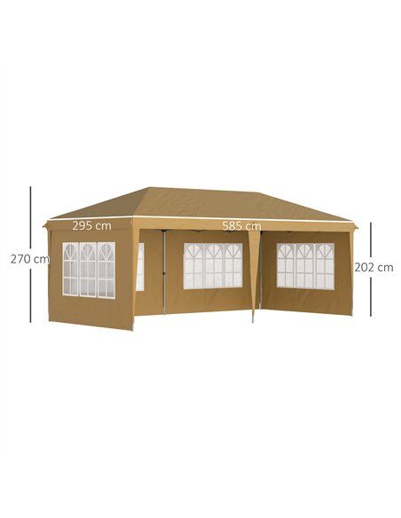 Outsunny 3 x 6m Pop-Up Gazebo, with Removable Walls -  Khaki - pic 151110 | FastDaddyshop