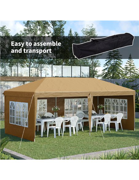 Outsunny 3 x 6m Pop-Up Gazebo, with Removable Walls -  Khaki - pic 151111 | FastDaddyshop