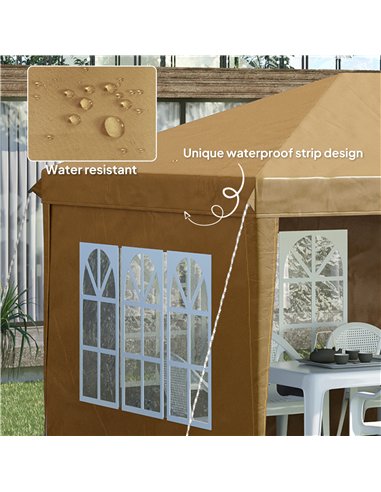 Outsunny 3 x 6m Pop-Up Gazebo, with Removable Walls -  Khaki