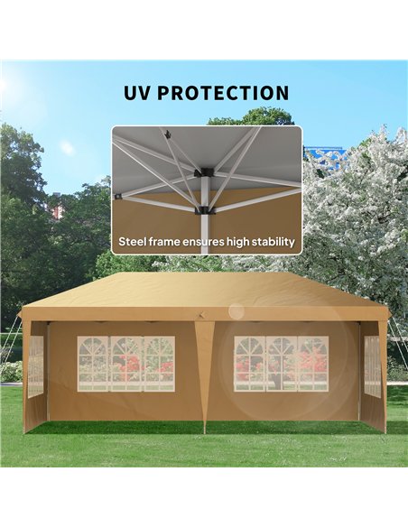 Outsunny 3 x 6m Pop-Up Gazebo, with Removable Walls -  Khaki - pic 151114 | FastDaddyshop