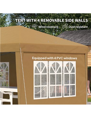 Outsunny 3 x 6m Pop-Up Gazebo, with Removable Walls -  Khaki