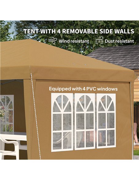 Outsunny 3 x 6m Pop-Up Gazebo, with Removable Walls -  Khaki - pic 151115 | FastDaddyshop