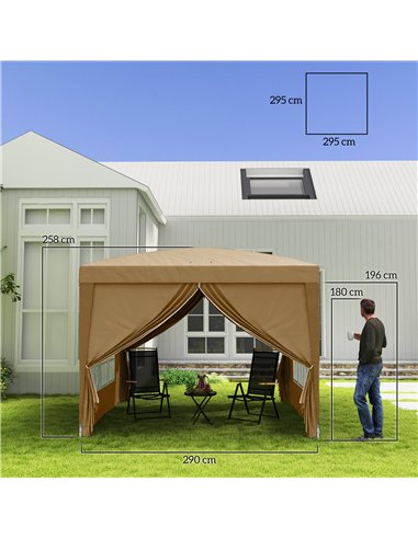 Outsunny 3 x 3(m) Pop Up Gazebo - Khaki