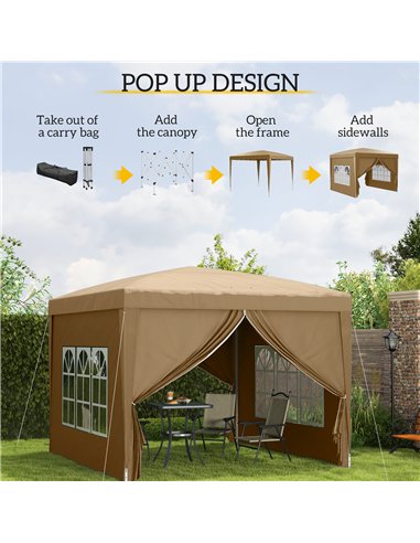 Outsunny 3 x 3(m) Pop Up Gazebo - Khaki