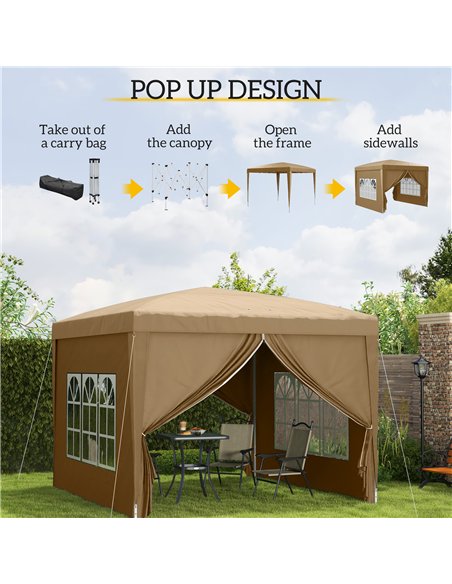Outsunny 3 x 3(m) Pop Up Gazebo - Khaki - pic 151120 | FastDaddyshop