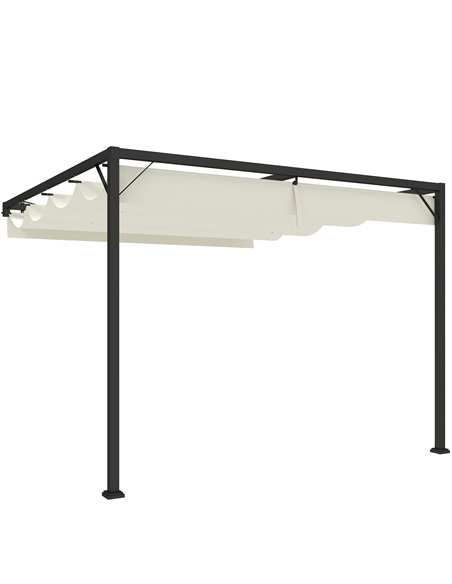 Outsunny 3 x 3(m) Outdoor Pergola with Retractable Canopy -Cream White - pic 151126 | FastDaddyshop