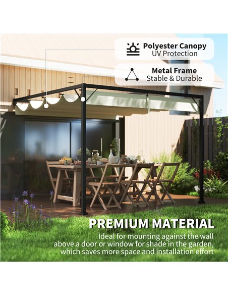Outsunny 3 x 3(m) Outdoor Pergola with Retractable Canopy -Cream White - pic 151130 | FastDaddyshop