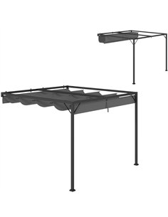 Outsunny 3 x 3(m) Outdoor Pergola with Retractable Canopy - Grey