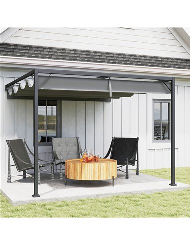 Outsunny 3 x 3(m) Outdoor Pergola with Retractable Canopy - Grey