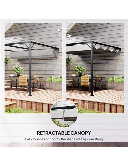 Outsunny 3 x 3(m) Outdoor Pergola with Retractable Canopy - Grey - pic 151156 | FastDaddyshop