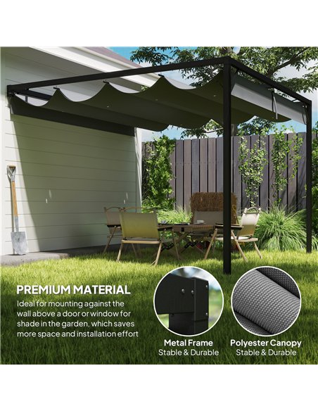 Outsunny 3 x 3(m) Outdoor Pergola with Retractable Canopy - Grey - pic 151157 | FastDaddyshop