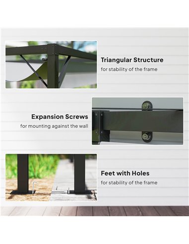 Outsunny 3 x 3(m) Outdoor Pergola with Retractable Canopy - Grey