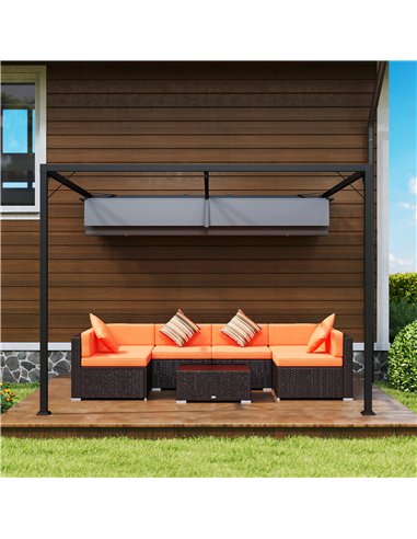 Outsunny 3 x 3(m) Outdoor Pergola with Retractable Canopy - Grey