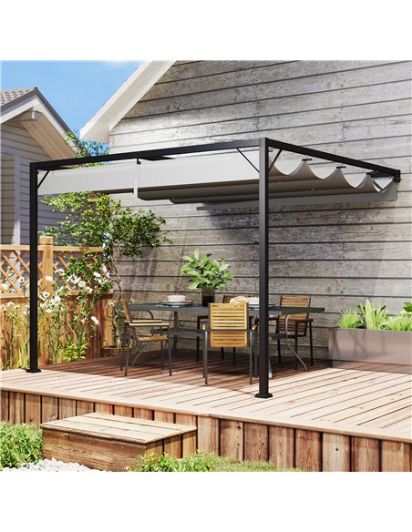 Outsunny 3 x 3(m) Outdoor Pergola with Retractable Canopy - Grey - pic 151161 | FastDaddyshop