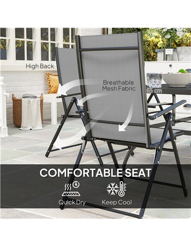 Outsunny Seven-Piece Steel Outdoor Dining Set, with Parasol Hole - Grey