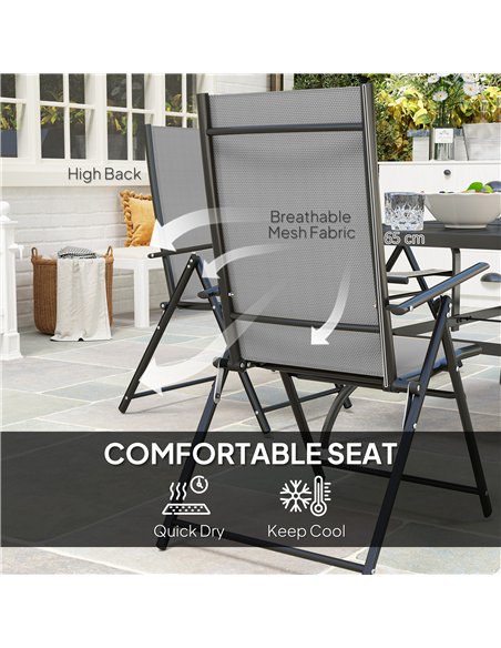 Outsunny Seven-Piece Steel Outdoor Dining Set, with Parasol Hole - Grey - pic 151168 | FastDaddyshop
