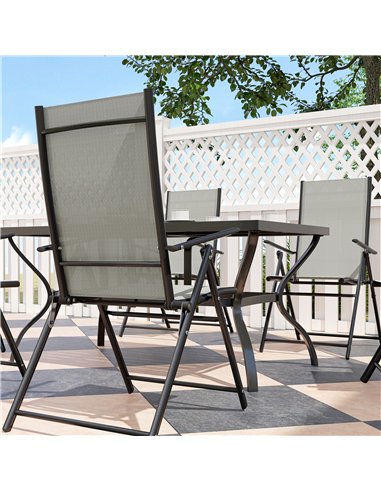 Outsunny Seven-Piece Steel Outdoor Dining Set, with Parasol Hole - Khaki