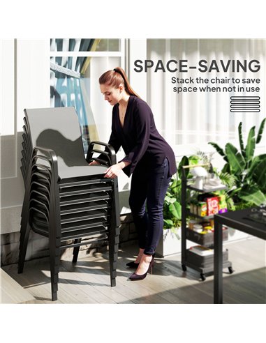 Outsunny 8 Seater Garden Dining Set with Stacking Chairs, Rectangular Tempered Glass Top, Garden Furniture Set, Outdoor Dining T