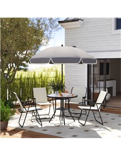 Outsunny 4 Seater Garden Furniture Set, 6 Pieces Garden Table and Chairs with Parasol, Outdoor Garden Dining Set with Folding Ch 2