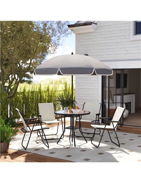 Outsunny 4 Seater Garden Furniture Set, 6 Pieces Garden Table and Chairs with Parasol, Outdoor Garden Dining Set with Folding Ch - pic 151190 | FastDaddyshop