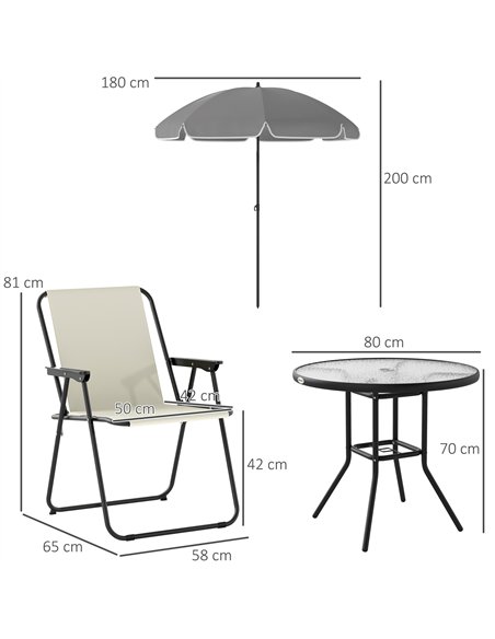 Outsunny 4 Seater Garden Furniture Set, 6 Pieces Garden Table and Chairs with Parasol, Outdoor Garden Dining Set with Folding Ch - pic 151191 | FastDaddyshop